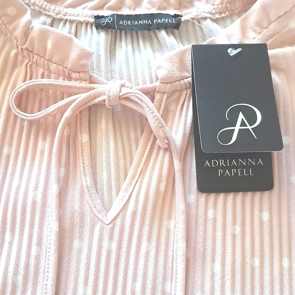 Adrianna Papell  Pleated Knit Tie Neck Women's Top Size Small - Picture 3 of 9
